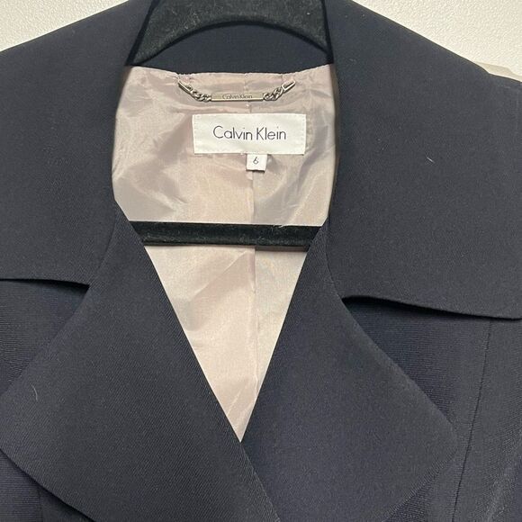 NWT Calvin Klein Womens Navy Double Breasted Cropped Skirt Suit Sz 6 - Picture 3 of 7